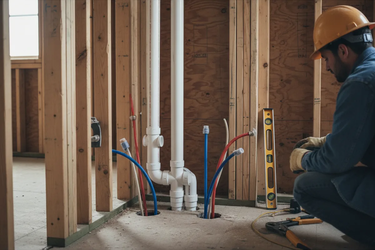 Drain and supply rough-in during Leak Detection in Belcher
